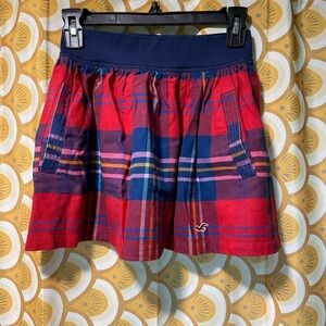 Hollister red plaid skirt